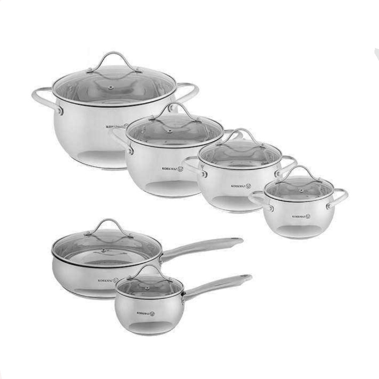 سرویس قابلمه استیل 12 پارچه استیل کرکماز مدل hy-8630 