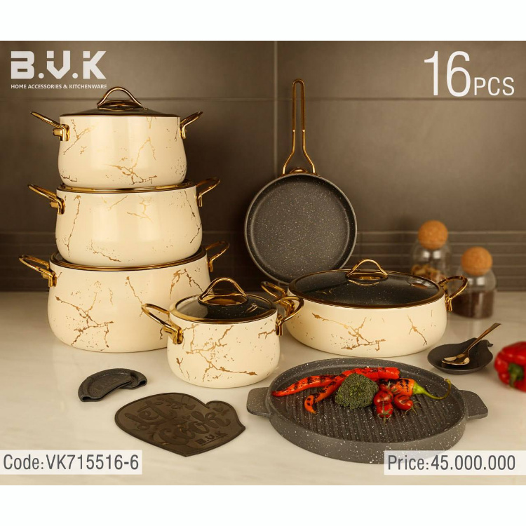 سرویس قابلمه 16پارچه بی وی کی BVK طرح ماربل کد7155166