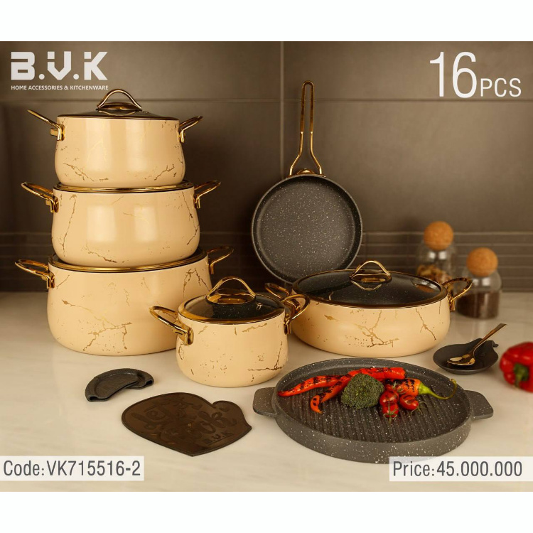 سرویس قابلمه 16پارچه بی وی کی BVK طرح ماربل کد7155166
