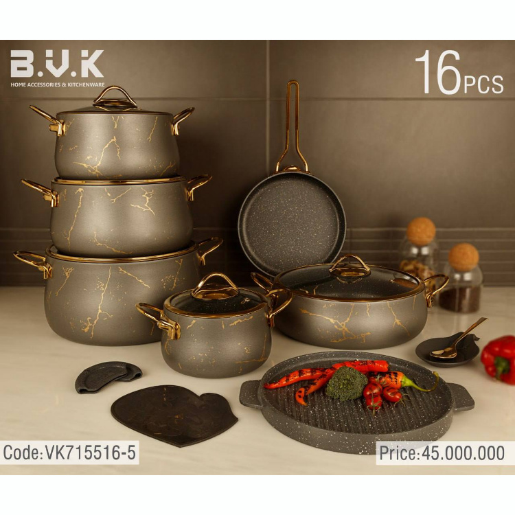 سرویس قابلمه 16پارچه بی وی کی BVK طرح ماربل کد7155166