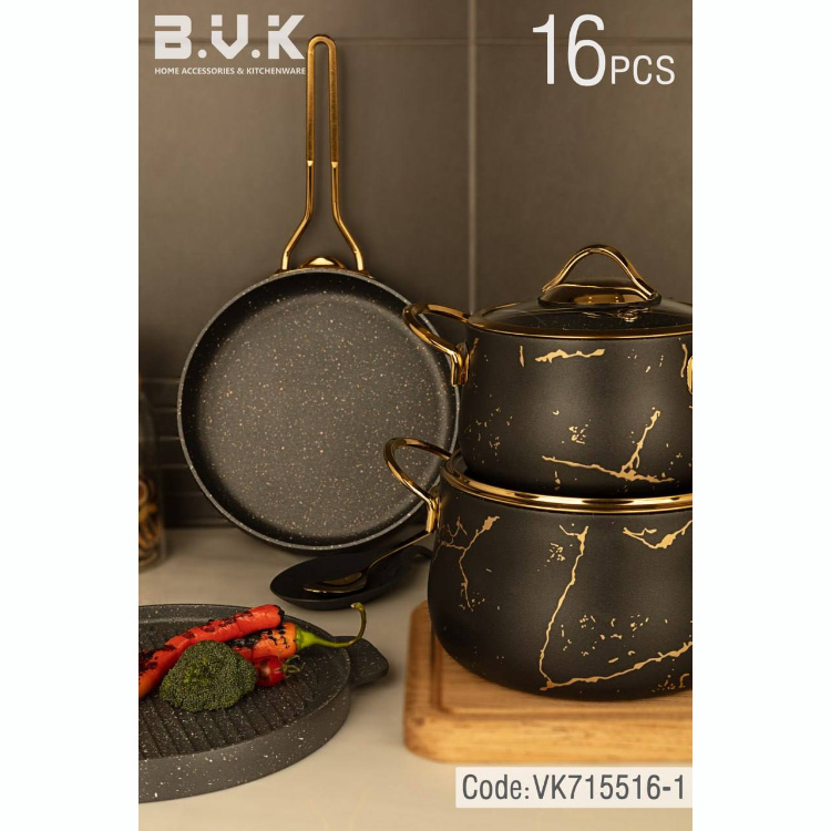 سرویس قابلمه 16پارچه بی وی کی BVK طرح ماربل کد7155166