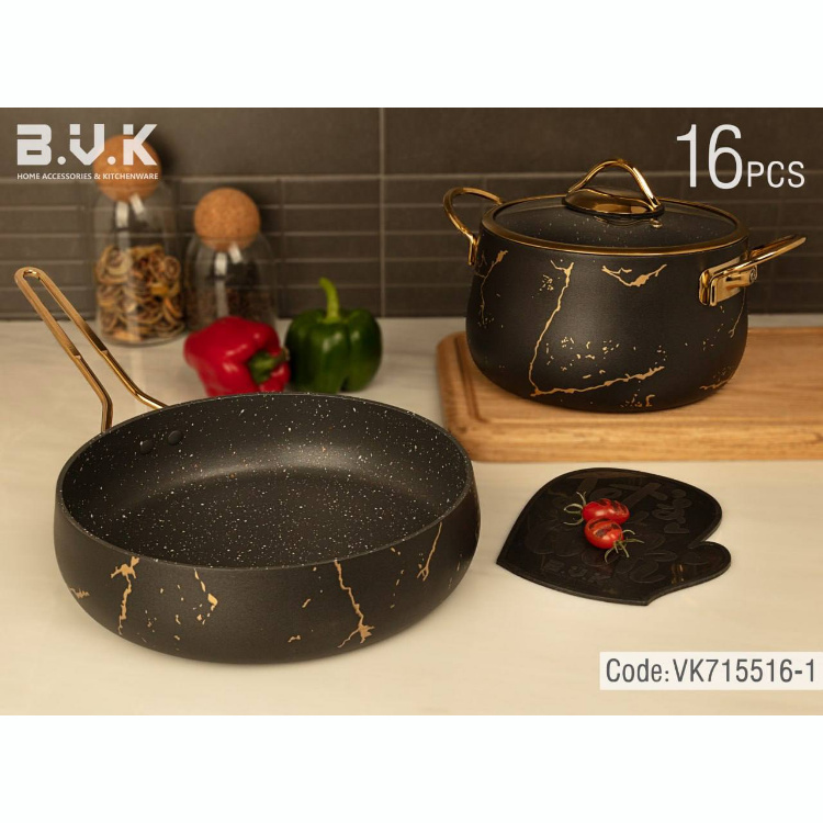 سرویس قابلمه 16پارچه بی وی کی BVK طرح ماربل کد7155166