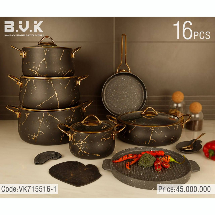سرویس قابلمه 16پارچه بی وی کی BVK طرح ماربل کد7155166