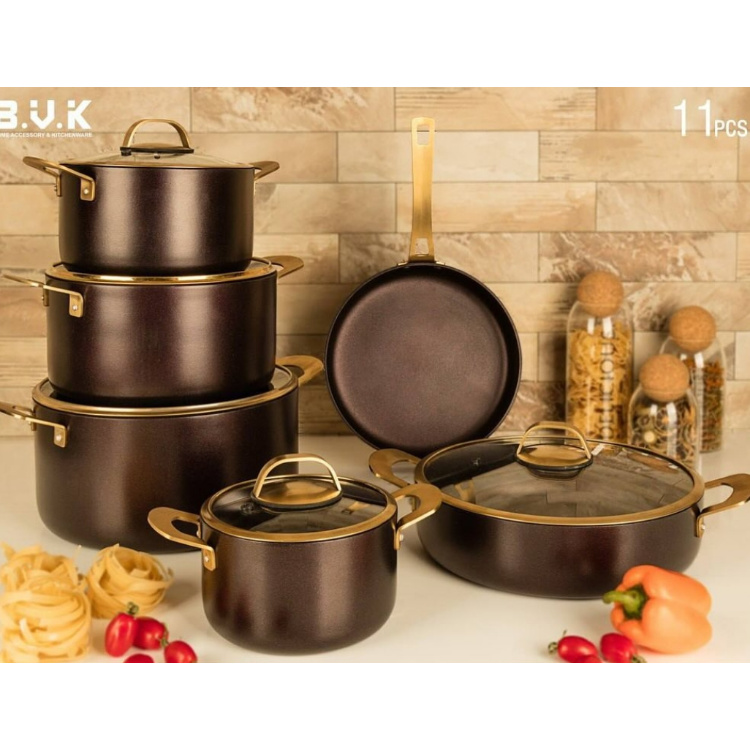 سرویس قابلمه  چدن 11 پارچه بی وی کی طرح جدید گلکسی