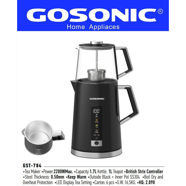 چای ساز گوسونیک مدل GST784 ظرفیت 2 لیتری کتری استیل