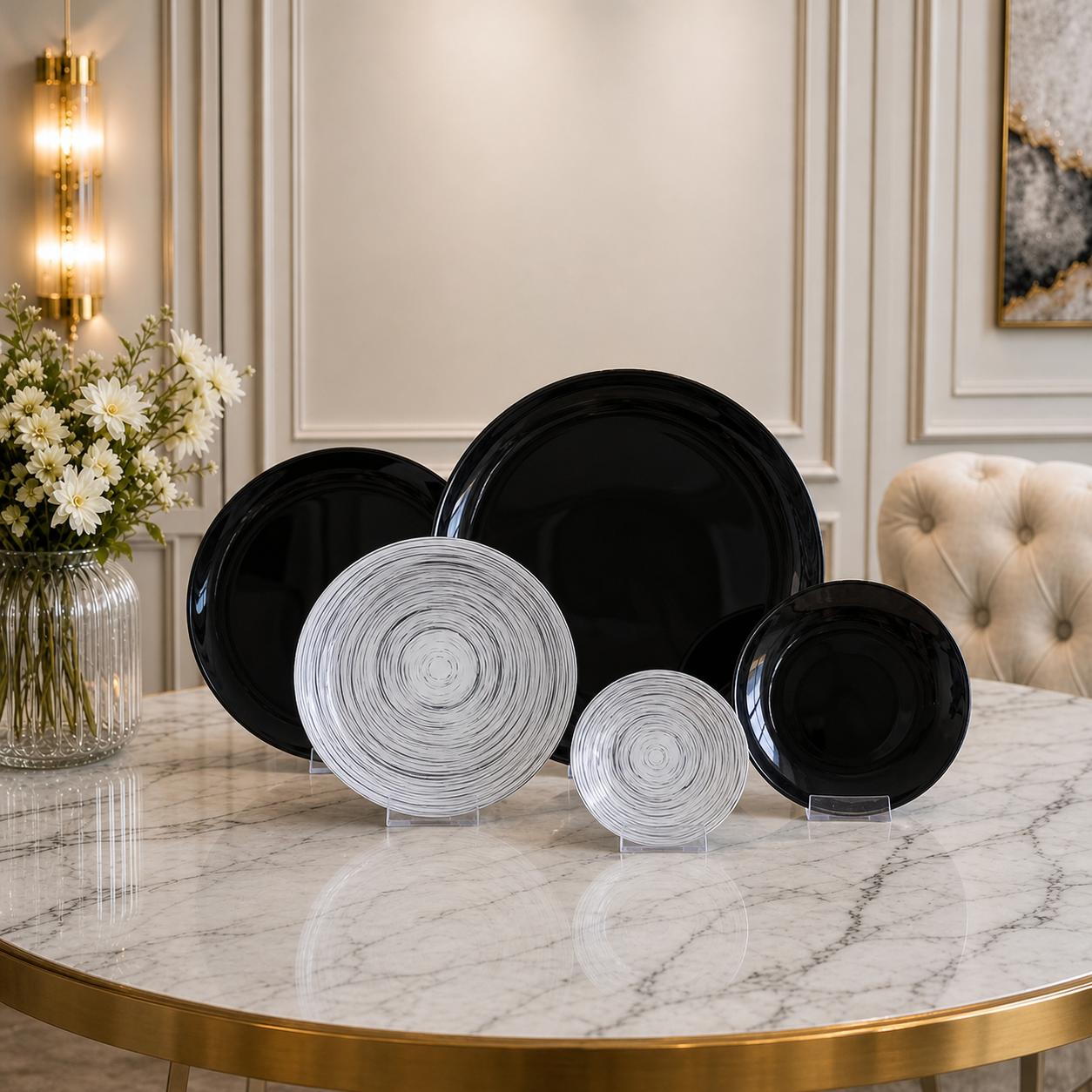 سرویس 6 نفره  ارکوفام 25 پارچه ترکیبی رنگ مشکی (Black Color)
