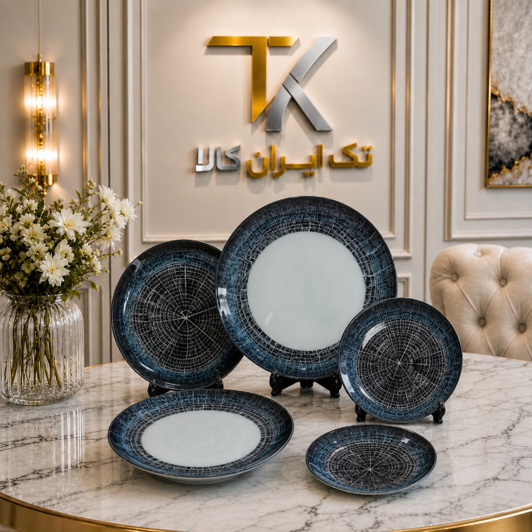سرویس 6 نفره ارکوفام 25 پارچه ترکیبی طرح رایکا مشکی - Black Rayka